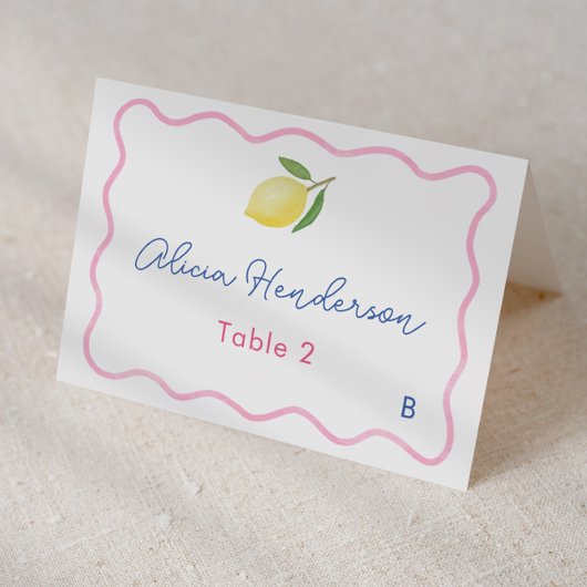 Roze Citroen Baby shower Place Card Kaart