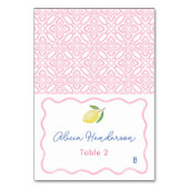 Roze Citroen Baby shower Place Card Kaart (Voorkant)