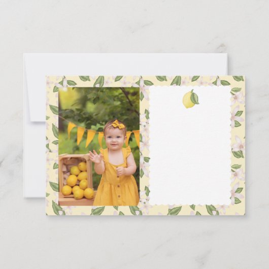 Roze citroen bedankkaart met citrusrand (Achterkant)