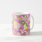 Roze Citroen Bloemen Citrus Koffie Mok (Voorkant rechts)