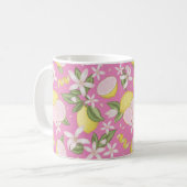 Roze Citroen Bloemen Citrus Koffie Mok (Voorkant links)
