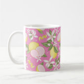 Roze Citroen Bloemen Citrus Koffie Mok (Links)