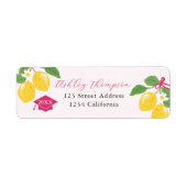 Roze Citroen Citrus Afstudeerfeest Etiket (Voorkant)