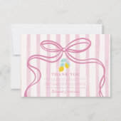 Roze citroen dank je bruiloft bedankkaart (Voorkant)