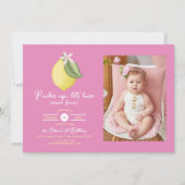 Roze citroen foto verjaardag uitnodiging (Voorkant)