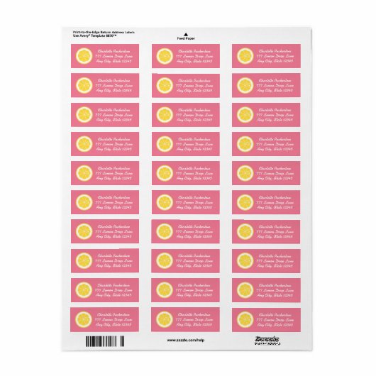 Roze citroen hart retour adres labels Stickers (Full Sheet)