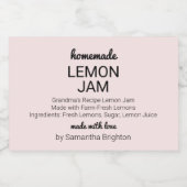Roze Citroen Jam Keuken Pantry Mason Jar Canning Voedselcontainer Etiket (Enkel label)