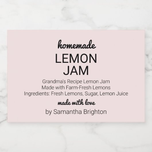 Roze Citroen Jam Keuken Pantry Mason Jar Canning Voedselcontainer Etiket (Enkel label)