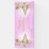 Roze Citroen Lime Vlinder Banner (Verticaal)