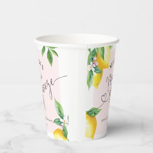 Roze citroen mamas hoofd knijpen baby shower serve papieren bekers (Rechts)