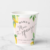 Roze citroen mamas hoofd knijpen baby shower serve papieren bekers (Voorkant)