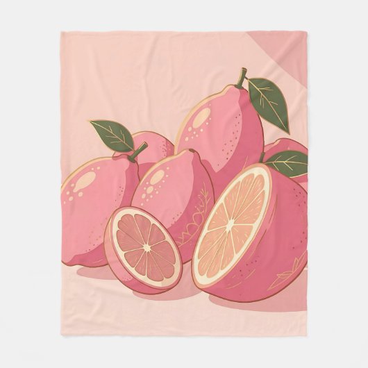 Roze Citroen Modern Vrouwelijk Citrus Fleece Deken (Voorkant)