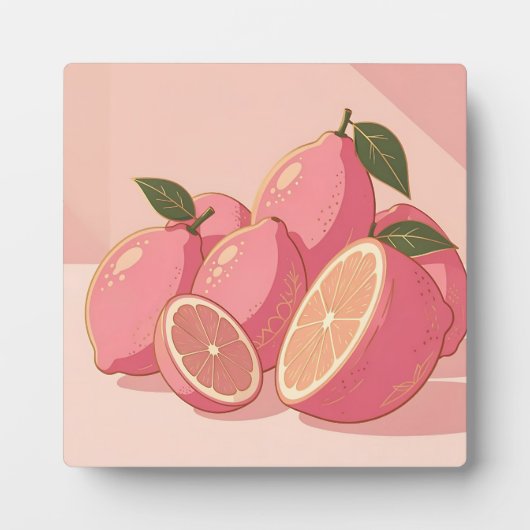 Roze Citroen Modern Vrouwelijk Citrus Fotoplaat (Voorkant)