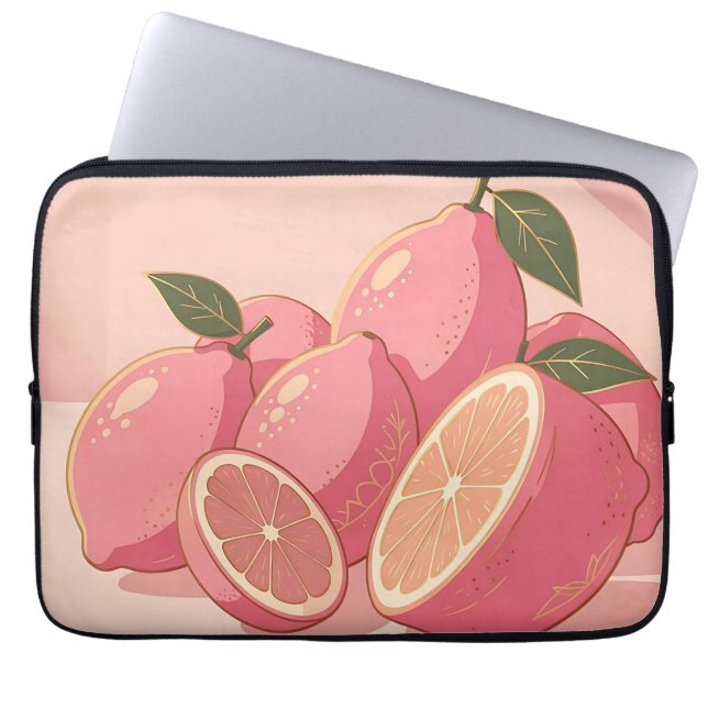 Roze Citroen Modern Vrouwelijk Citrus Laptop Sleeve (Voorkant)