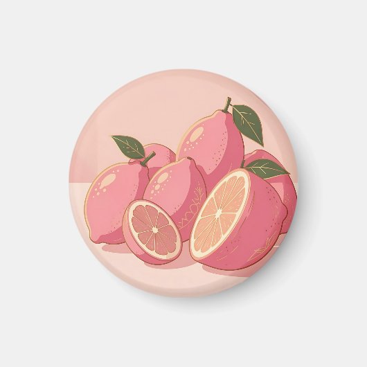 Roze Citroen Modern Vrouwelijk Citrus Magneet (Voorkant)