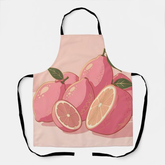 Roze Citroen Modern Vrouwelijk Citrus Schort (Voorkant)