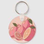 Roze Citroen Modern Vrouwelijk Citrus Sleutelhanger (Achterkant)
