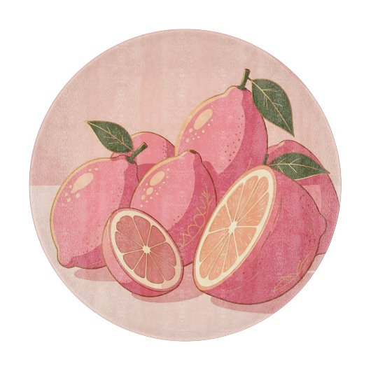 Roze Citroen Modern Vrouwelijk Citrus Snijplank (Voorkant)