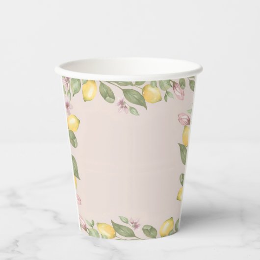 Roze citroen papieren bekers (Voorkant)