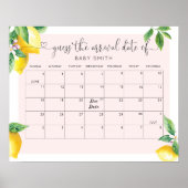 Roze citroen Raad de uitgerekende datum kalender Poster (Voorkant)