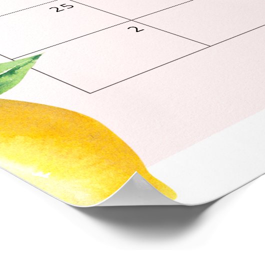 Roze citroen Raad de vervaldatum kalender Poster (Hoek)