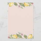 Roze citroen thema baby shower uitnodiging (Achterkant)