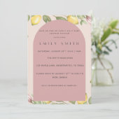 Roze citroen thema baby shower uitnodiging (Staand voorkant)