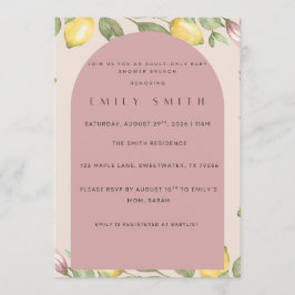 Roze citroen thema baby shower uitnodiging