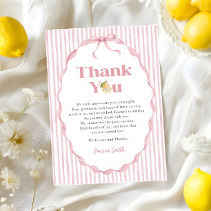 Roze Citroen Thema's Baby Shower Bedankkaart