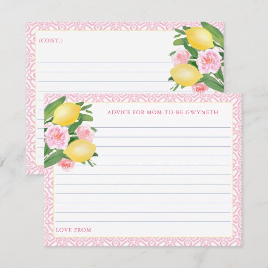 roze citroenen advies voor moeder-to-be Kaart (Voorkant / Achterkant)