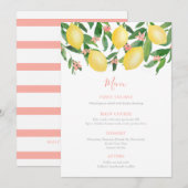  Roze Citroenen Citrus Baby shower voor Meisje Menu (Voorkant / Achterkant)