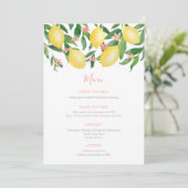  Roze Citroenen Citrus Baby shower voor Meisje Menu (Staand voorkant)