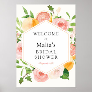 Roze Citrus Bloem Bruidsfeest Verwelkomingsbord Poster