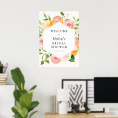 Roze Citrus Bloem Bruiloft Bridal Shower Welkom Bo Poster (Thuiskantoor)