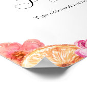 Roze Citrus Bloemen Aangepaste tekst teken Poster (Hoek)