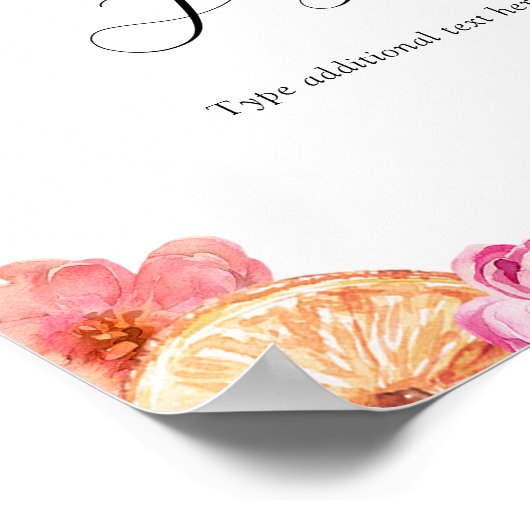 Roze Citrus Bloemen Aangepaste tekst teken Poster (Hoek)
