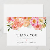 Roze Citrus Bloemen Bruids Shower Bedankt (Voorkant / Achterkant)