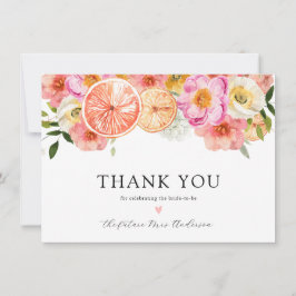 Roze Citrus Bloemen Bruids Shower Dank Je Bedankkaart