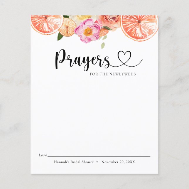 Roze Citrus Bloemen Gebed voor de Passen getrouwd (Voorkant)