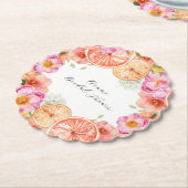 Roze Citrus Bloemen Kartonnen Onderzetters (Gekanteld)