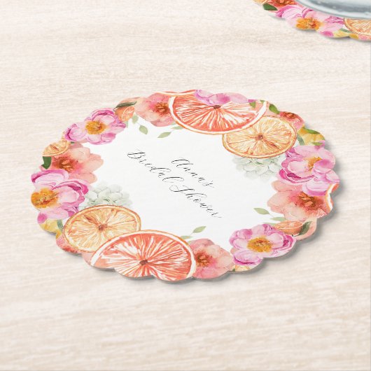 Roze Citrus Bloemen Kartonnen Onderzetters (Gekanteld)