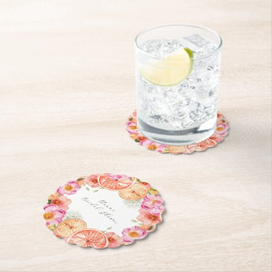 Roze Citrus Bloemen Kartonnen Onderzetters (Insitu)