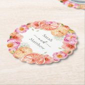 Roze Citrus Bloemen Kartonnen Onderzetters (Gekanteld)