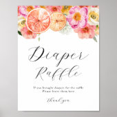 Roze Citrus Bloemen Luier Raffle Teken Poster (Voorkant)