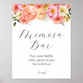 Roze Citrus Bloemen Mimosa Bar Teken Poster (Voorkant)