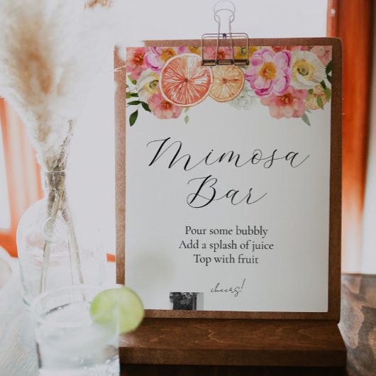 Roze Citrus Bloemen Mimosa Bar Teken Poster