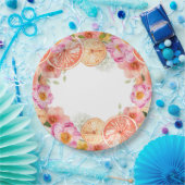 Roze Citrus Bloemen Papieren Bordje (Feest)