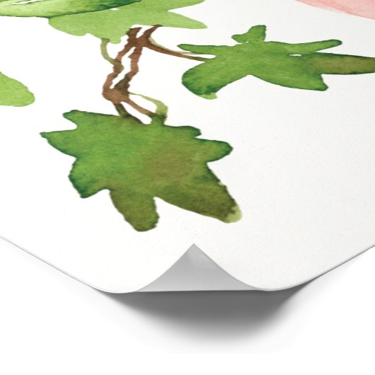 Roze Citrus Bloemige Bruiloft Feest Welkom Bord Poster (Hoek)