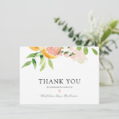 Roze Citrus Bruidsmeisje Feest Dank Je Bedankkaart (Staand voorkant)