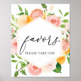 Roze Citrus Bruiloft Favor Bord Poster